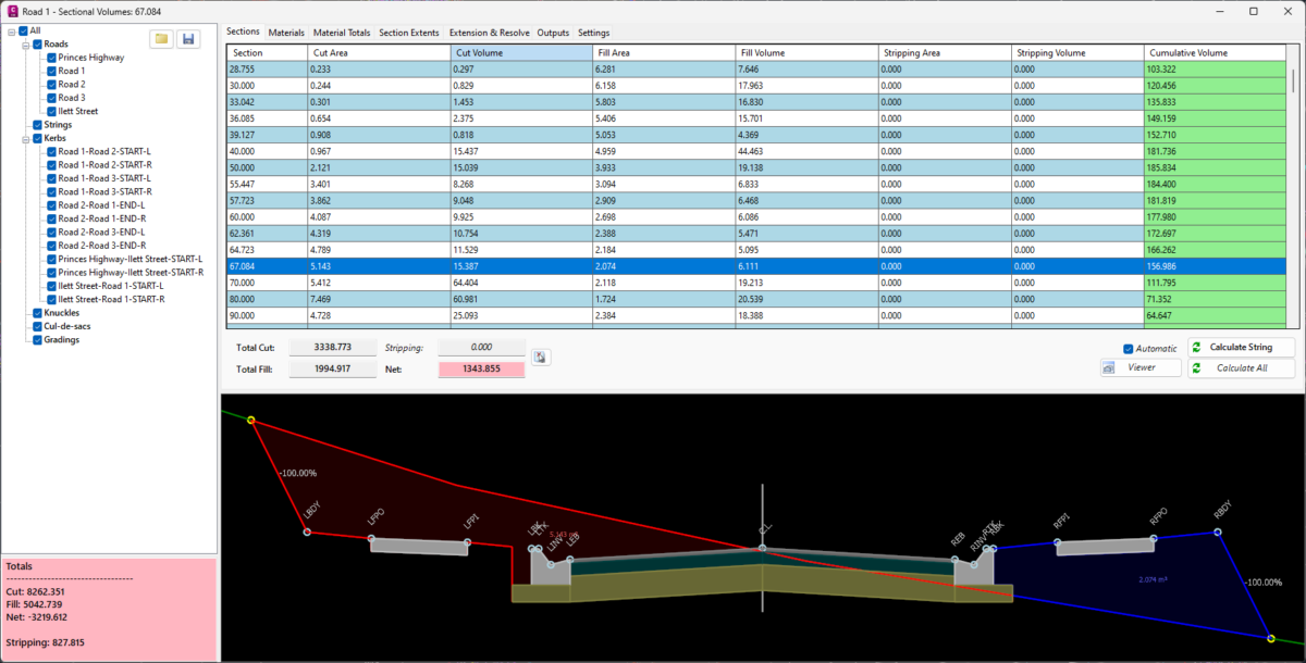 Sectional Volumes Tool - Corridor EZ V25.1