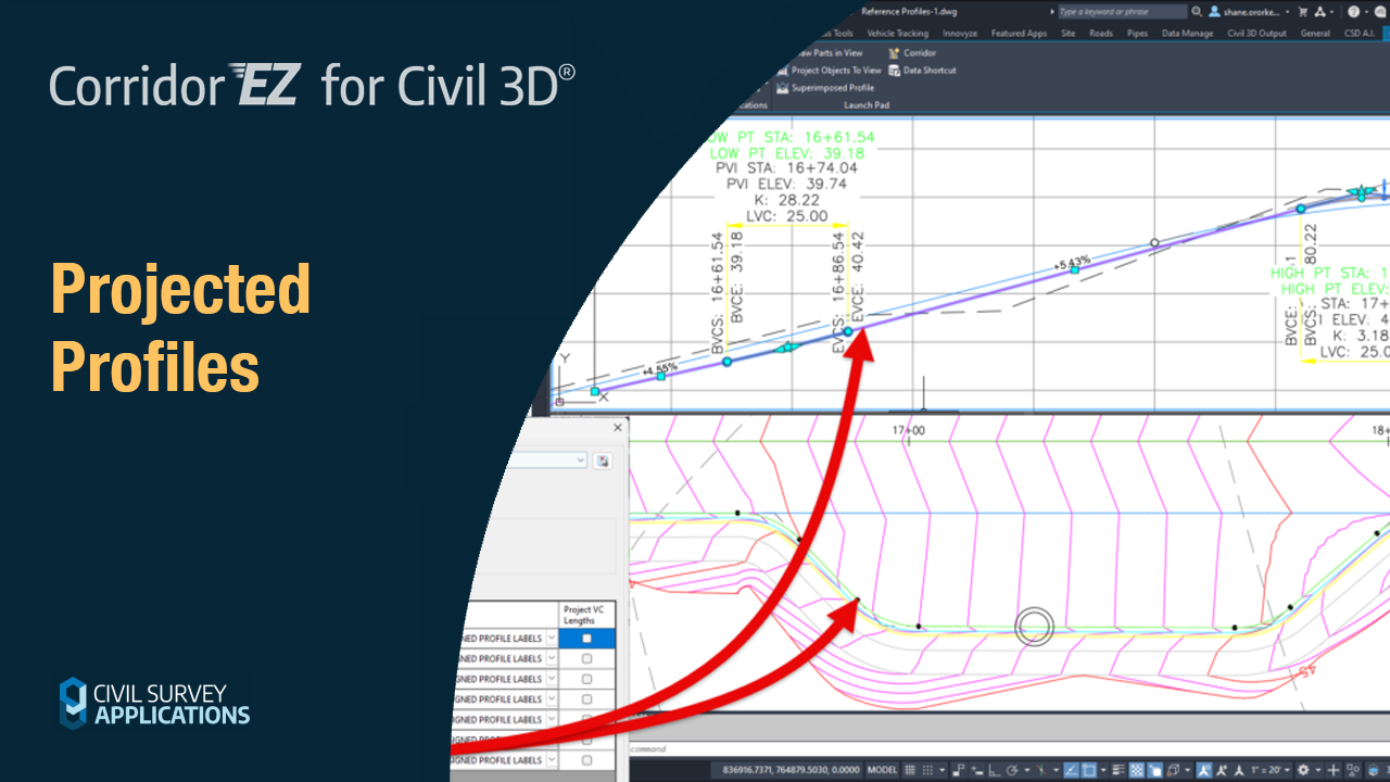 Projected Profiles - Corridor EZ for Civil 3D